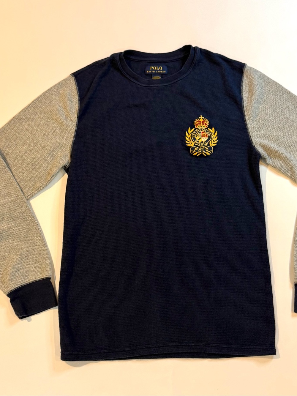 Polo Ralph Lauren Crest Pajama Shirt Mens Sz Medium Sleepwear Navy/Gray